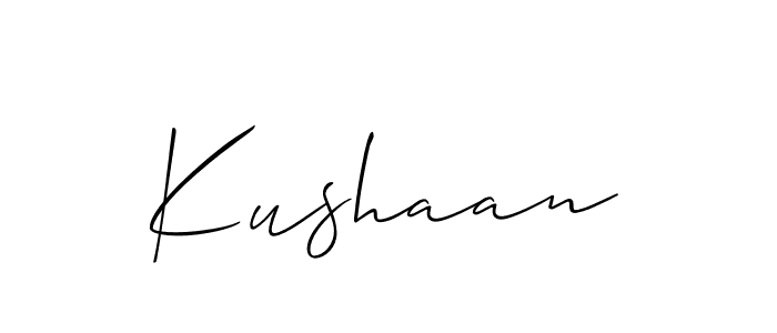 Use a signature maker to create a handwritten signature online. With this signature software, you can design (Allison_Script) your own signature for name Kushaan. Kushaan signature style 2 images and pictures png