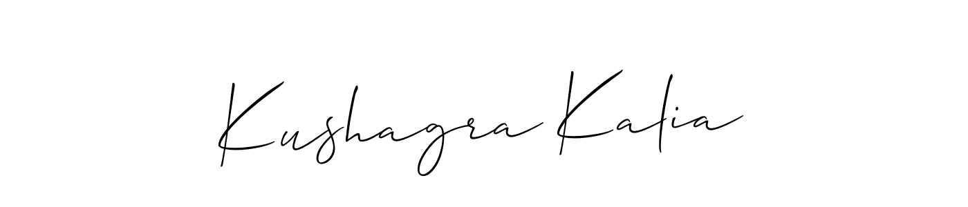 Allison_Script is a professional signature style that is perfect for those who want to add a touch of class to their signature. It is also a great choice for those who want to make their signature more unique. Get Kushagra Kalia name to fancy signature for free. Kushagra Kalia signature style 2 images and pictures png