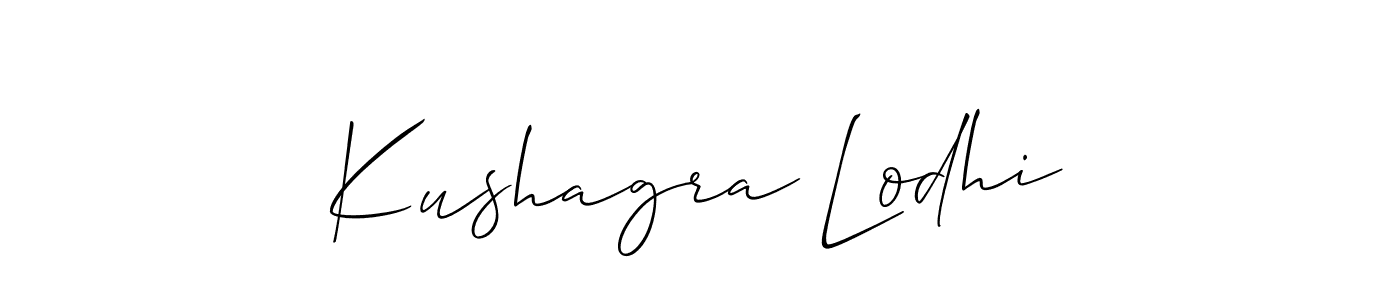 Make a beautiful signature design for name Kushagra Lodhi. With this signature (Allison_Script) style, you can create a handwritten signature for free. Kushagra Lodhi signature style 2 images and pictures png