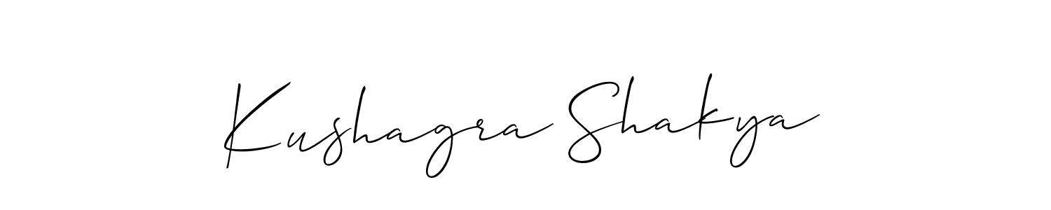 Allison_Script is a professional signature style that is perfect for those who want to add a touch of class to their signature. It is also a great choice for those who want to make their signature more unique. Get Kushagra Shakya name to fancy signature for free. Kushagra Shakya signature style 2 images and pictures png