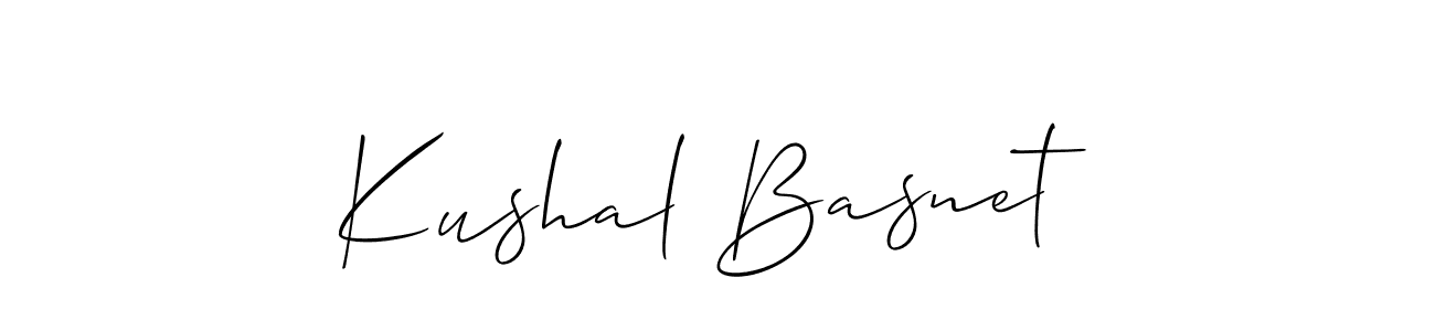 How to make Kushal Basnet signature? Allison_Script is a professional autograph style. Create handwritten signature for Kushal Basnet name. Kushal Basnet signature style 2 images and pictures png