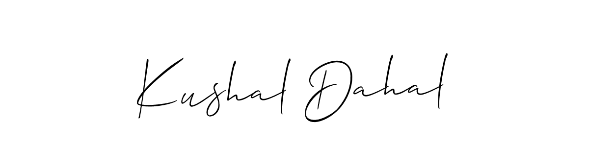 Allison_Script is a professional signature style that is perfect for those who want to add a touch of class to their signature. It is also a great choice for those who want to make their signature more unique. Get Kushal Dahal name to fancy signature for free. Kushal Dahal signature style 2 images and pictures png