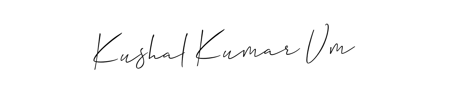 Also we have Kushal Kumar Vm name is the best signature style. Create professional handwritten signature collection using Allison_Script autograph style. Kushal Kumar Vm signature style 2 images and pictures png