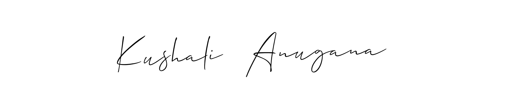 Allison_Script is a professional signature style that is perfect for those who want to add a touch of class to their signature. It is also a great choice for those who want to make their signature more unique. Get Kushali   Anugana name to fancy signature for free. Kushali   Anugana signature style 2 images and pictures png
