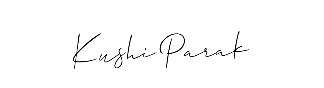 The best way (Allison_Script) to make a short signature is to pick only two or three words in your name. The name Kushi Parak include a total of six letters. For converting this name. Kushi Parak signature style 2 images and pictures png