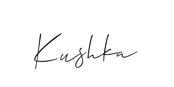 Use a signature maker to create a handwritten signature online. With this signature software, you can design (Allison_Script) your own signature for name Kushka. Kushka signature style 2 images and pictures png