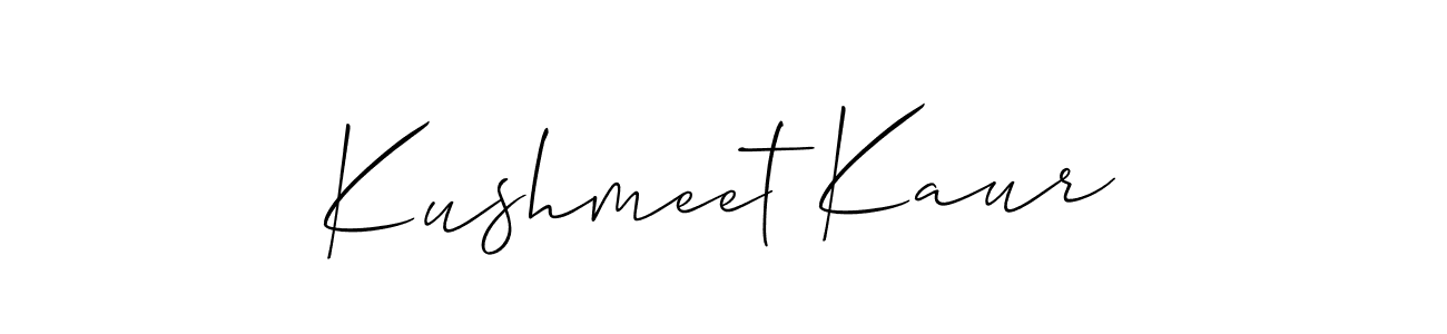 Use a signature maker to create a handwritten signature online. With this signature software, you can design (Allison_Script) your own signature for name Kushmeet Kaur. Kushmeet Kaur signature style 2 images and pictures png