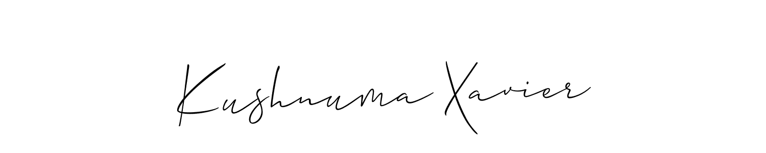 Check out images of Autograph of Kushnuma Xavier name. Actor Kushnuma Xavier Signature Style. Allison_Script is a professional sign style online. Kushnuma Xavier signature style 2 images and pictures png