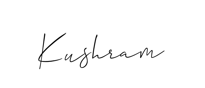 The best way (Allison_Script) to make a short signature is to pick only two or three words in your name. The name Kushram include a total of six letters. For converting this name. Kushram signature style 2 images and pictures png