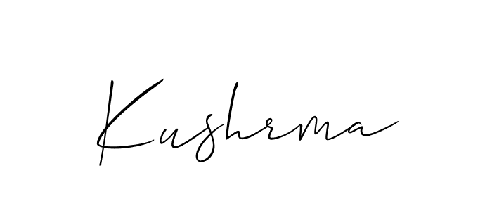 Design your own signature with our free online signature maker. With this signature software, you can create a handwritten (Allison_Script) signature for name Kushrma. Kushrma signature style 2 images and pictures png
