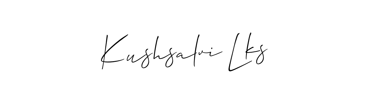 if you are searching for the best signature style for your name Kushsalvi Lks. so please give up your signature search. here we have designed multiple signature styles  using Allison_Script. Kushsalvi Lks signature style 2 images and pictures png