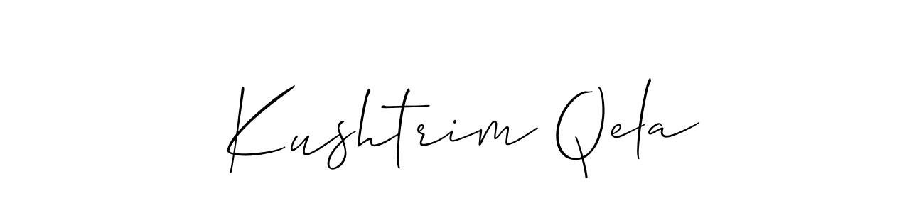 Make a short Kushtrim Qela signature style. Manage your documents anywhere anytime using Allison_Script. Create and add eSignatures, submit forms, share and send files easily. Kushtrim Qela signature style 2 images and pictures png