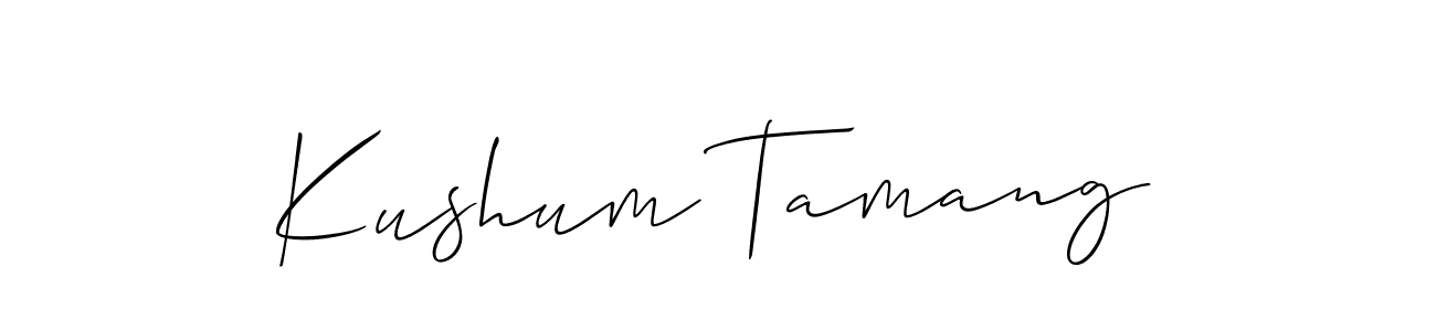Make a beautiful signature design for name Kushum Tamang. With this signature (Allison_Script) style, you can create a handwritten signature for free. Kushum Tamang signature style 2 images and pictures png