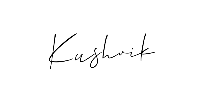 How to make Kushvik signature? Allison_Script is a professional autograph style. Create handwritten signature for Kushvik name. Kushvik signature style 2 images and pictures png