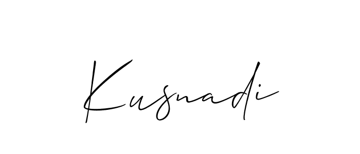 Create a beautiful signature design for name Kusnadi. With this signature (Allison_Script) fonts, you can make a handwritten signature for free. Kusnadi signature style 2 images and pictures png