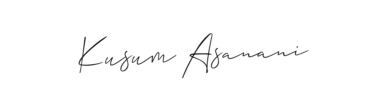 It looks lik you need a new signature style for name Kusum Asanani. Design unique handwritten (Allison_Script) signature with our free signature maker in just a few clicks. Kusum Asanani signature style 2 images and pictures png