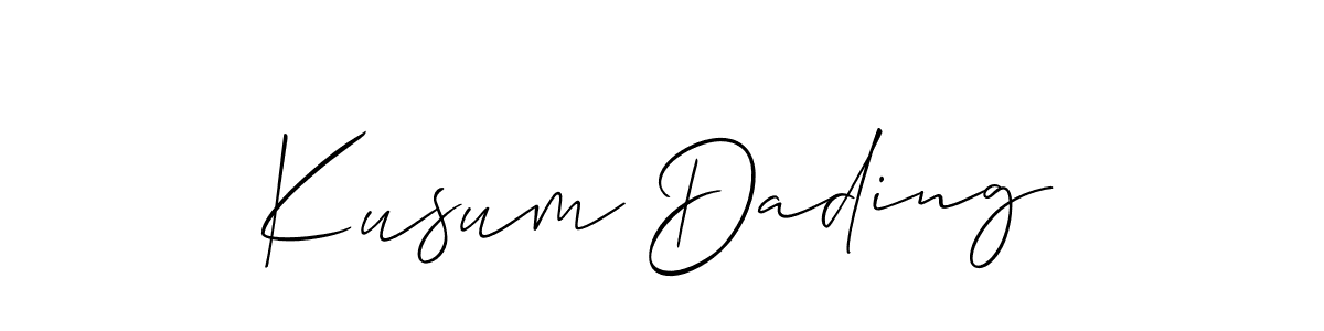 Make a beautiful signature design for name Kusum Dading. With this signature (Allison_Script) style, you can create a handwritten signature for free. Kusum Dading signature style 2 images and pictures png