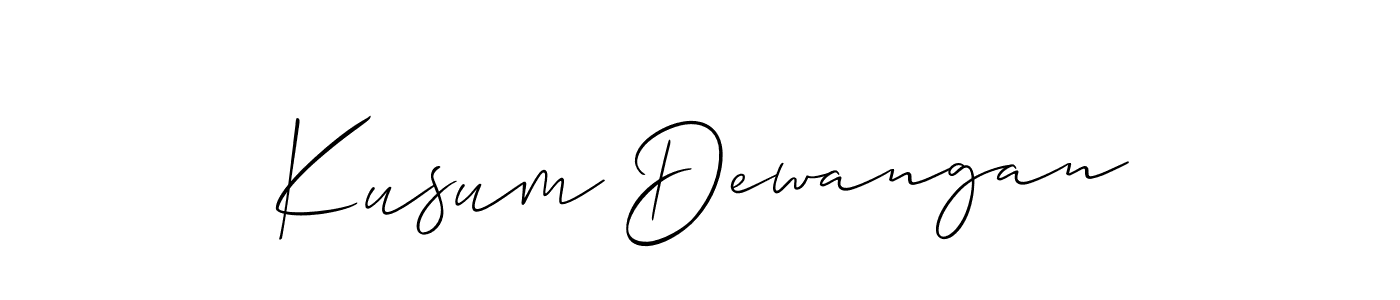 Allison_Script is a professional signature style that is perfect for those who want to add a touch of class to their signature. It is also a great choice for those who want to make their signature more unique. Get Kusum Dewangan name to fancy signature for free. Kusum Dewangan signature style 2 images and pictures png