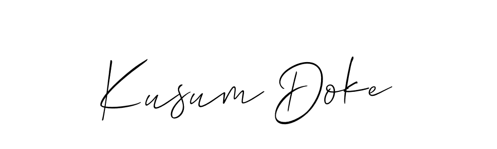 How to make Kusum Doke name signature. Use Allison_Script style for creating short signs online. This is the latest handwritten sign. Kusum Doke signature style 2 images and pictures png