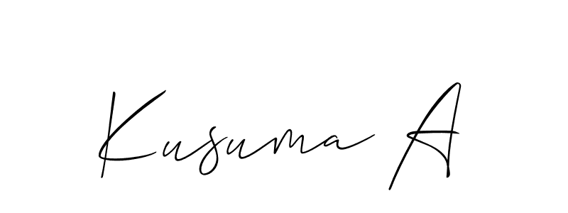 Use a signature maker to create a handwritten signature online. With this signature software, you can design (Allison_Script) your own signature for name Kusuma A. Kusuma A signature style 2 images and pictures png