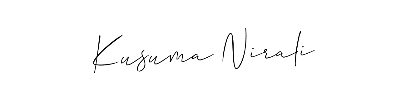 Similarly Allison_Script is the best handwritten signature design. Signature creator online .You can use it as an online autograph creator for name Kusuma Nirali. Kusuma Nirali signature style 2 images and pictures png