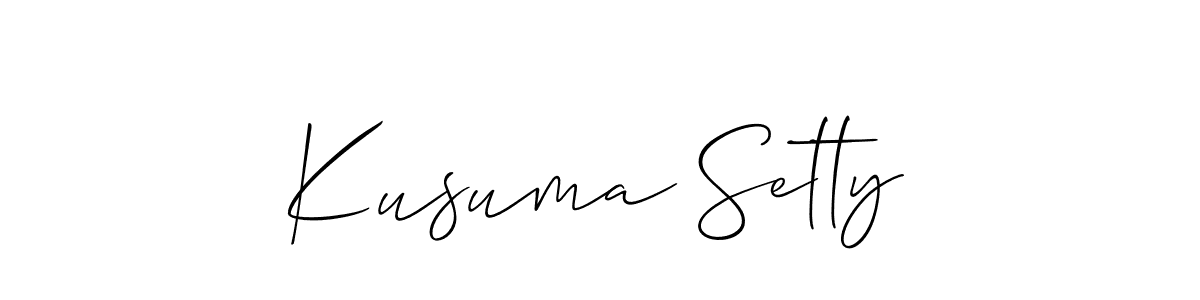 if you are searching for the best signature style for your name Kusuma Setty. so please give up your signature search. here we have designed multiple signature styles  using Allison_Script. Kusuma Setty signature style 2 images and pictures png