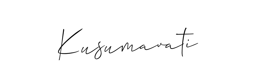 Allison_Script is a professional signature style that is perfect for those who want to add a touch of class to their signature. It is also a great choice for those who want to make their signature more unique. Get Kusumavati name to fancy signature for free. Kusumavati signature style 2 images and pictures png