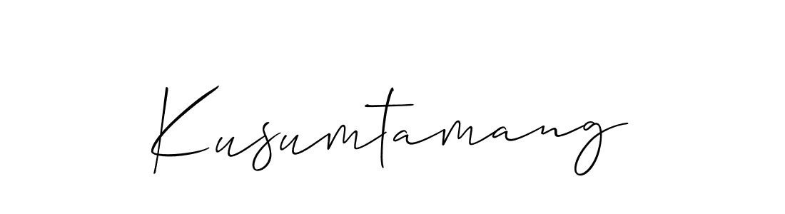 The best way (Allison_Script) to make a short signature is to pick only two or three words in your name. The name Kusumtamang include a total of six letters. For converting this name. Kusumtamang signature style 2 images and pictures png