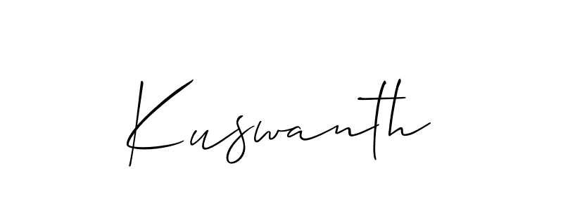 How to make Kuswanth name signature. Use Allison_Script style for creating short signs online. This is the latest handwritten sign. Kuswanth signature style 2 images and pictures png