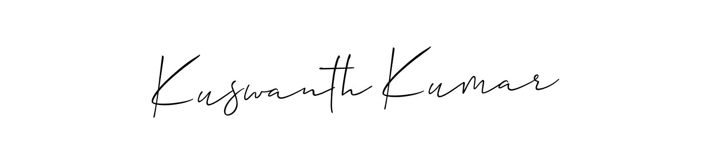 Use a signature maker to create a handwritten signature online. With this signature software, you can design (Allison_Script) your own signature for name Kuswanth Kumar. Kuswanth Kumar signature style 2 images and pictures png