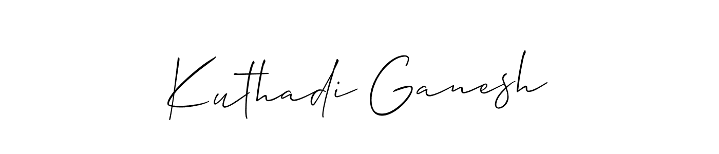 Allison_Script is a professional signature style that is perfect for those who want to add a touch of class to their signature. It is also a great choice for those who want to make their signature more unique. Get Kuthadi Ganesh name to fancy signature for free. Kuthadi Ganesh signature style 2 images and pictures png
