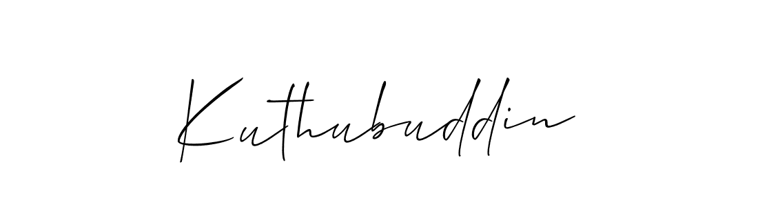The best way (Allison_Script) to make a short signature is to pick only two or three words in your name. The name Kuthubuddin include a total of six letters. For converting this name. Kuthubuddin signature style 2 images and pictures png