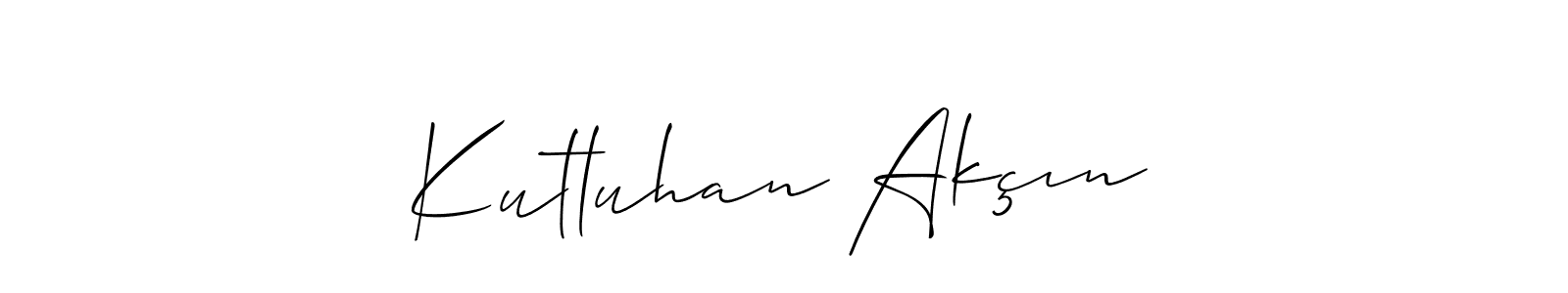 The best way (Allison_Script) to make a short signature is to pick only two or three words in your name. The name Kutluhan Akçın include a total of six letters. For converting this name. Kutluhan Akçın signature style 2 images and pictures png