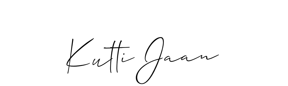 How to Draw Kutti Jaan signature style? Allison_Script is a latest design signature styles for name Kutti Jaan. Kutti Jaan signature style 2 images and pictures png