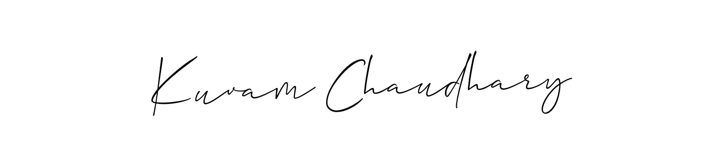 The best way (Allison_Script) to make a short signature is to pick only two or three words in your name. The name Kuvam Chaudhary include a total of six letters. For converting this name. Kuvam Chaudhary signature style 2 images and pictures png