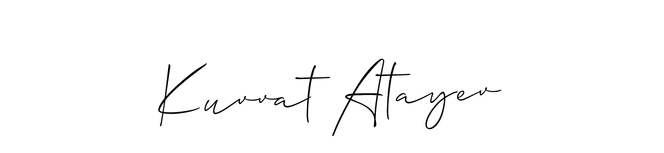 This is the best signature style for the Kuvvat Atayev name. Also you like these signature font (Allison_Script). Mix name signature. Kuvvat Atayev signature style 2 images and pictures png