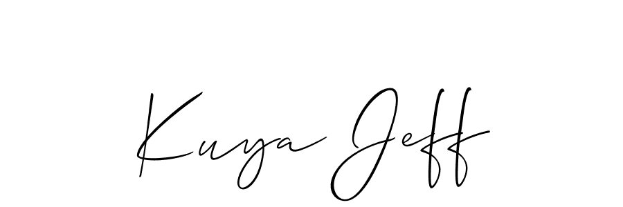 The best way (Allison_Script) to make a short signature is to pick only two or three words in your name. The name Kuya Jeff include a total of six letters. For converting this name. Kuya Jeff signature style 2 images and pictures png
