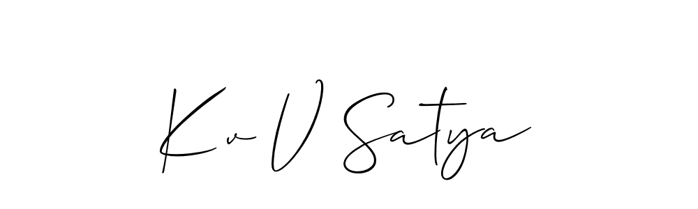 Create a beautiful signature design for name Kv V Satya. With this signature (Allison_Script) fonts, you can make a handwritten signature for free. Kv V Satya signature style 2 images and pictures png