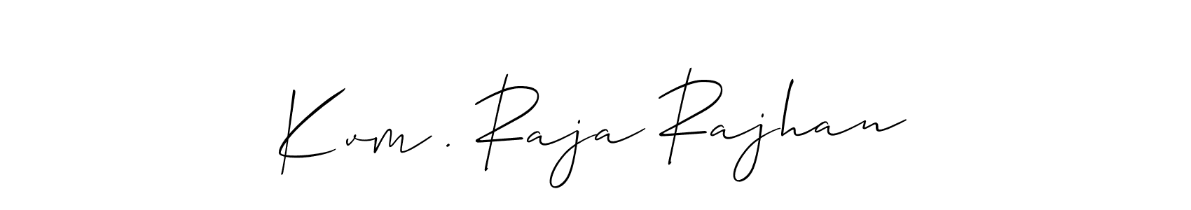 Use a signature maker to create a handwritten signature online. With this signature software, you can design (Allison_Script) your own signature for name Kvm . Raja Rajhan. Kvm . Raja Rajhan signature style 2 images and pictures png