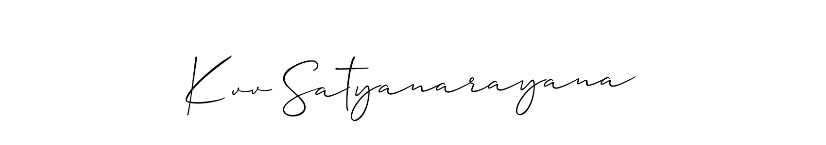 How to make Kvv Satyanarayana name signature. Use Allison_Script style for creating short signs online. This is the latest handwritten sign. Kvv Satyanarayana signature style 2 images and pictures png