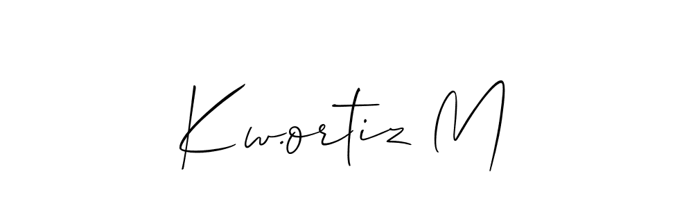 How to make Kw.ortiz M name signature. Use Allison_Script style for creating short signs online. This is the latest handwritten sign. Kw.ortiz M signature style 2 images and pictures png