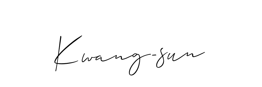 Allison_Script is a professional signature style that is perfect for those who want to add a touch of class to their signature. It is also a great choice for those who want to make their signature more unique. Get Kwang-sun name to fancy signature for free. Kwang-sun signature style 2 images and pictures png