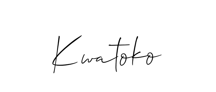 Make a short Kwatoko signature style. Manage your documents anywhere anytime using Allison_Script. Create and add eSignatures, submit forms, share and send files easily. Kwatoko signature style 2 images and pictures png