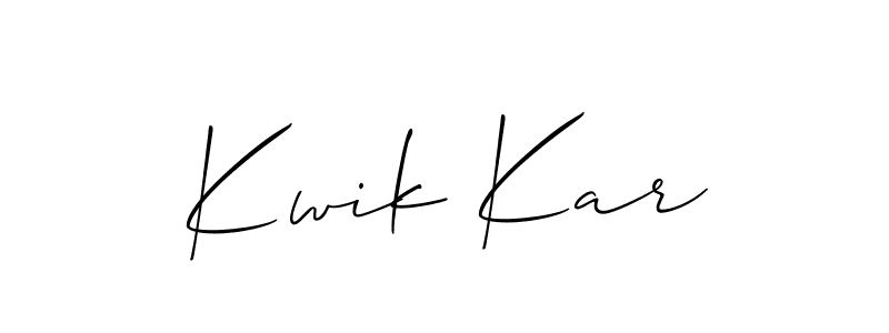 Make a beautiful signature design for name Kwik Kar. With this signature (Allison_Script) style, you can create a handwritten signature for free. Kwik Kar signature style 2 images and pictures png