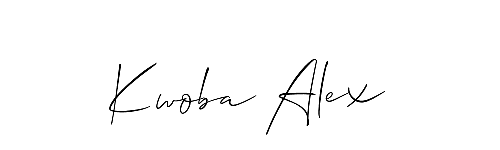 You should practise on your own different ways (Allison_Script) to write your name (Kwoba Alex) in signature. don't let someone else do it for you. Kwoba Alex signature style 2 images and pictures png