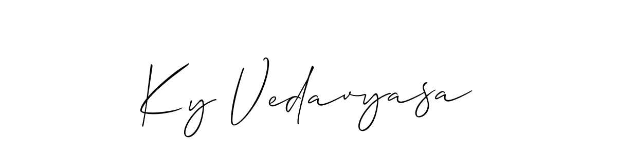 This is the best signature style for the Ky Vedavyasa name. Also you like these signature font (Allison_Script). Mix name signature. Ky Vedavyasa signature style 2 images and pictures png