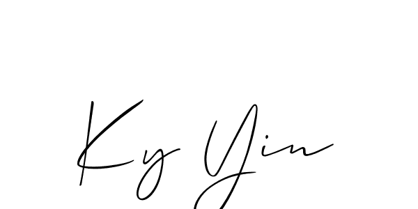 The best way (Allison_Script) to make a short signature is to pick only two or three words in your name. The name Ky Yin include a total of six letters. For converting this name. Ky Yin signature style 2 images and pictures png