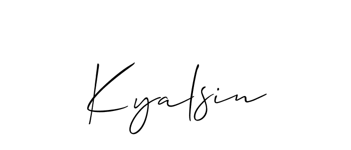 if you are searching for the best signature style for your name Kyalsin. so please give up your signature search. here we have designed multiple signature styles  using Allison_Script. Kyalsin signature style 2 images and pictures png