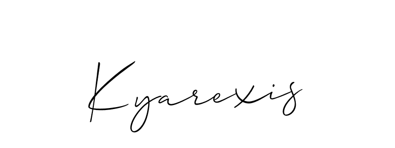 Use a signature maker to create a handwritten signature online. With this signature software, you can design (Allison_Script) your own signature for name Kyarexis. Kyarexis signature style 2 images and pictures png