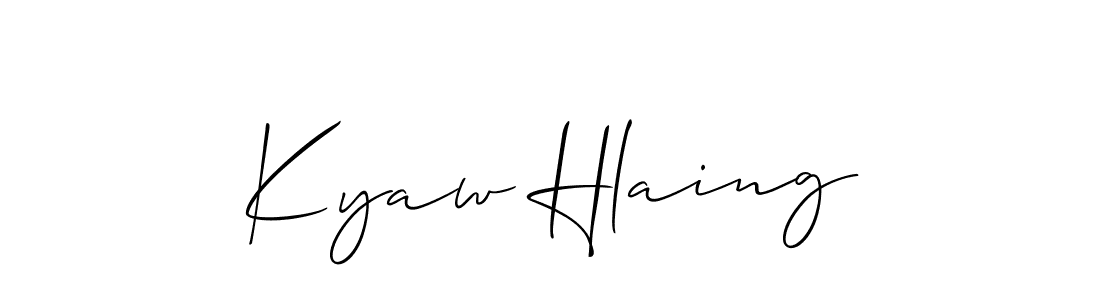 Make a beautiful signature design for name Kyaw Hlaing. With this signature (Allison_Script) style, you can create a handwritten signature for free. Kyaw Hlaing signature style 2 images and pictures png